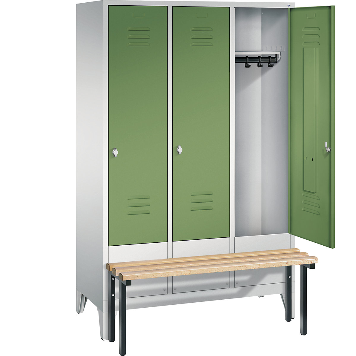 CLASSIC cloakroom locker with bench mounted in front – C+P (Product illustration 23)-22