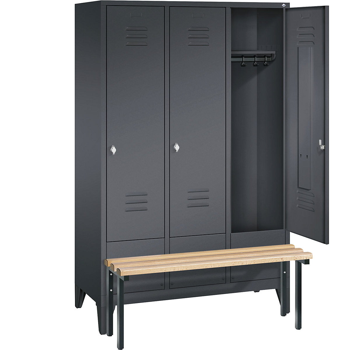 CLASSIC cloakroom locker with bench mounted in front – C+P (Product illustration 19)-18