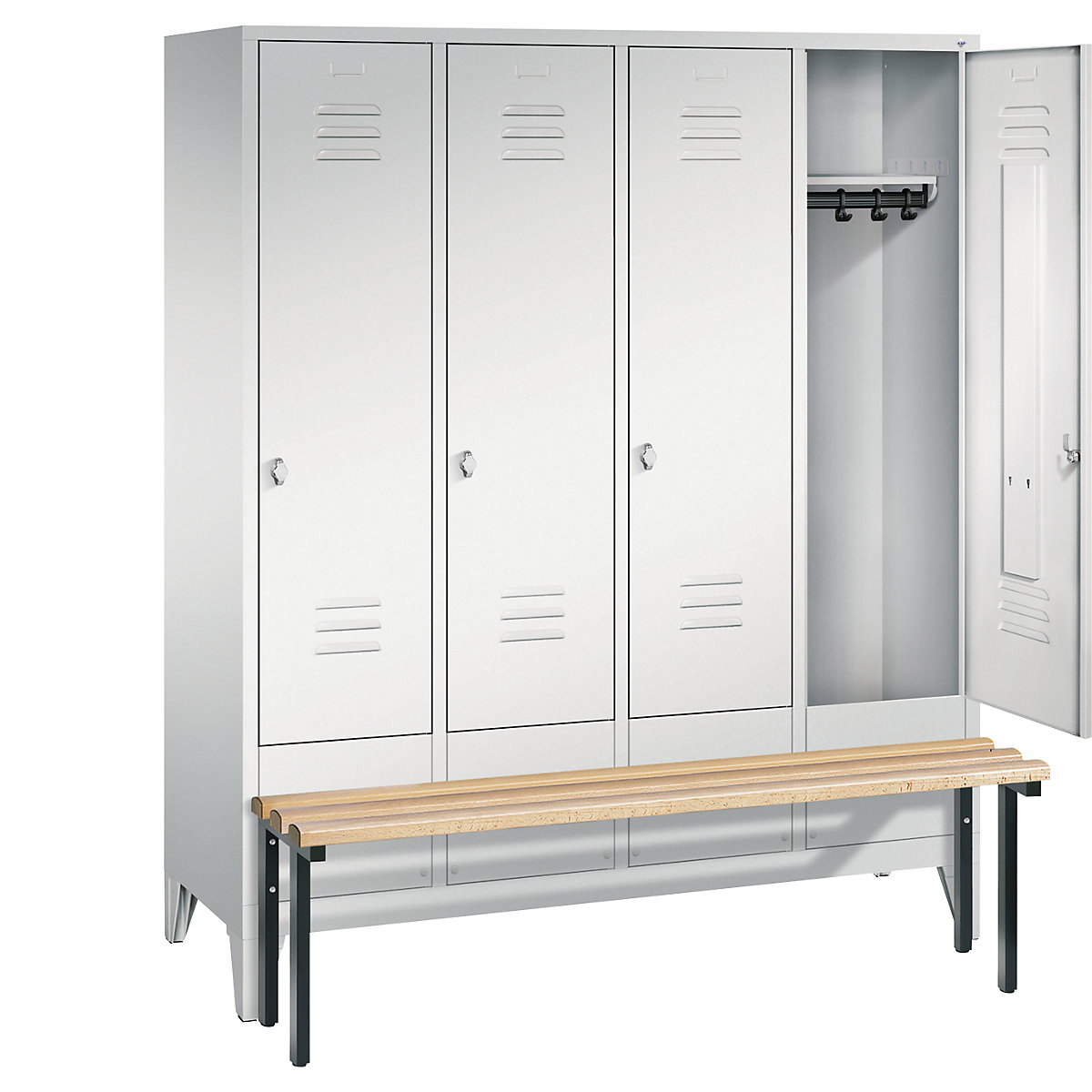 CLASSIC cloakroom locker with bench mounted in front – C+P (Product illustration 2)-1