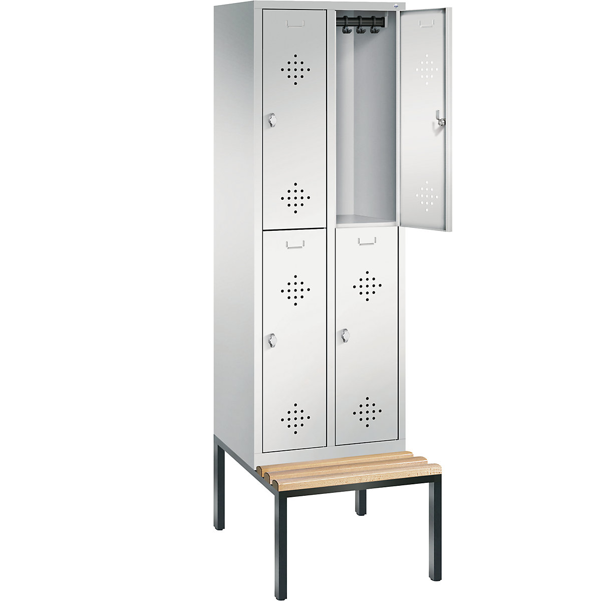CLASSIC cloakroom locker with bench mounted underneath, double tier – C+P (Product illustration 2)-1