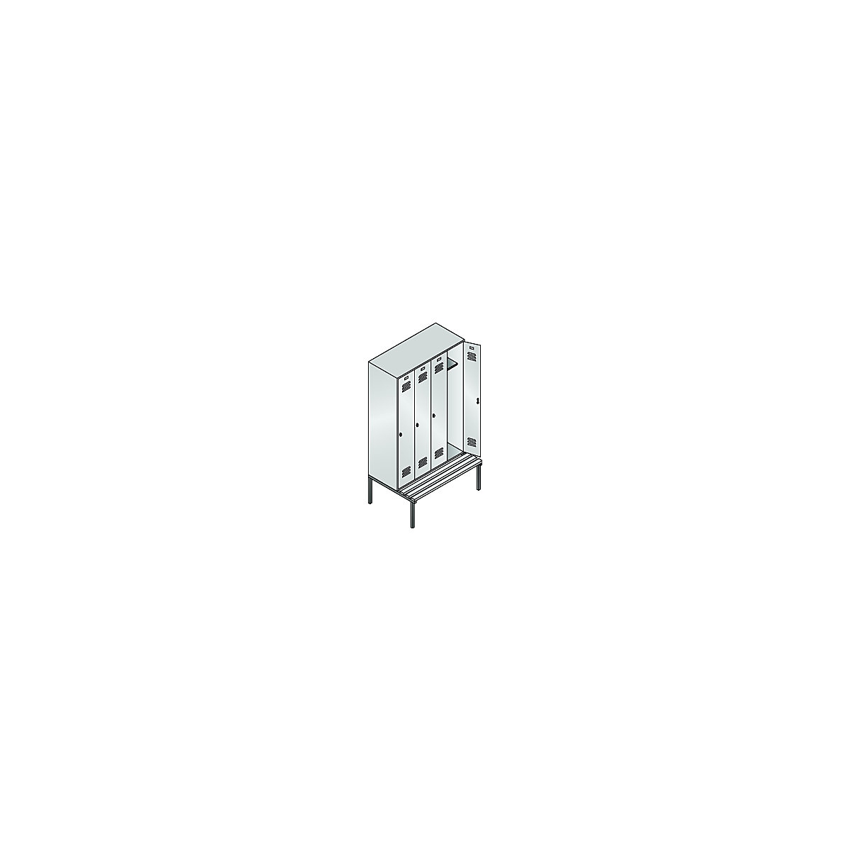 CLASSIC cloakroom locker with bench mounted underneath – C+P (Product illustration 3)-2