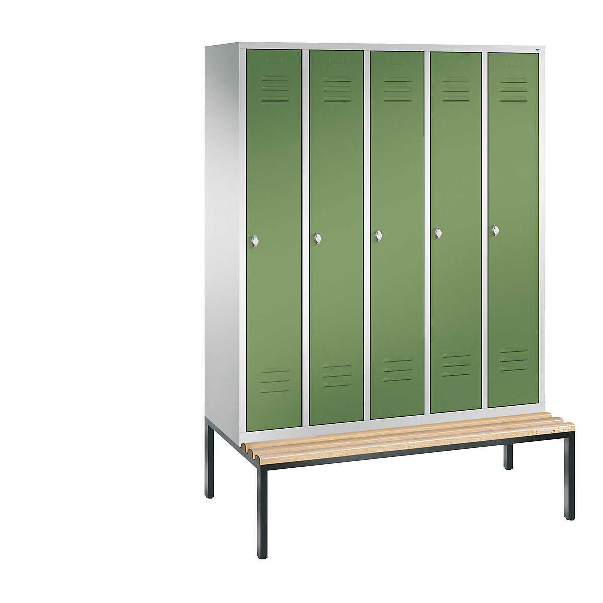 CLASSIC cloakroom locker with bench mounted underneath – C+P