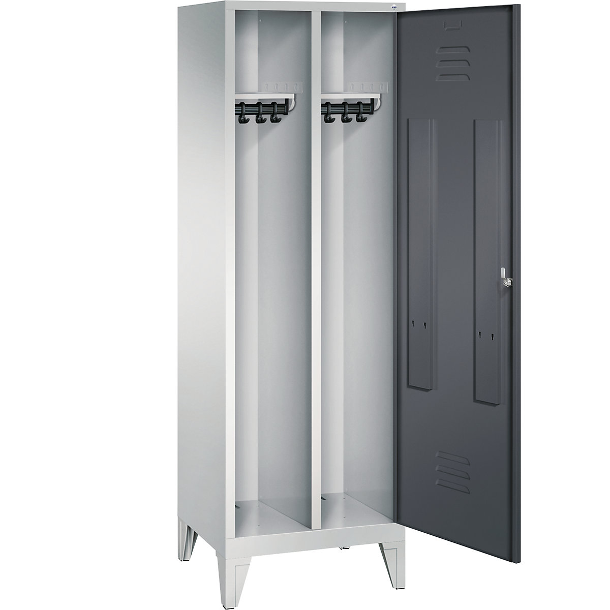 CLASSIC cloakroom locker with feet, door for 2 compartments – C+P (Product illustration 2)-1