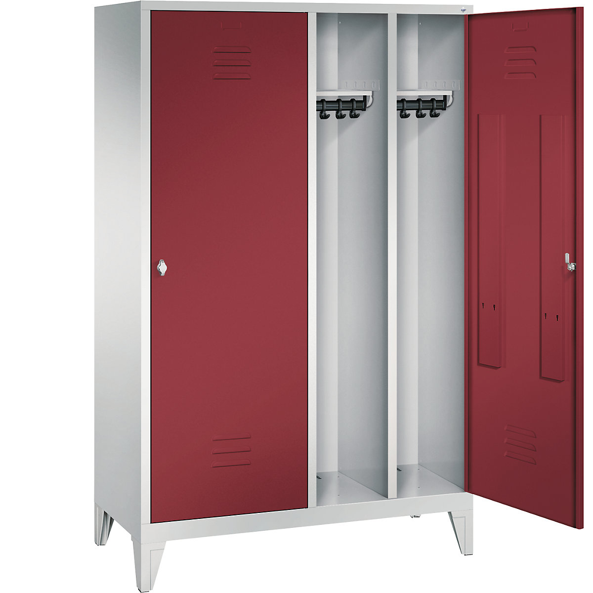 CLASSIC cloakroom locker with feet, door for 2 compartments – C+P (Product illustration 2)-1