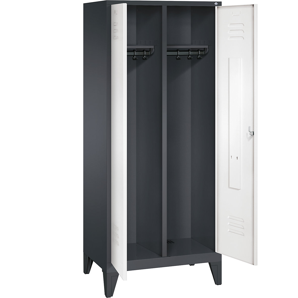 CLASSIC cloakroom locker with feet, doors close in the middle – C+P (Product illustration 2)-1