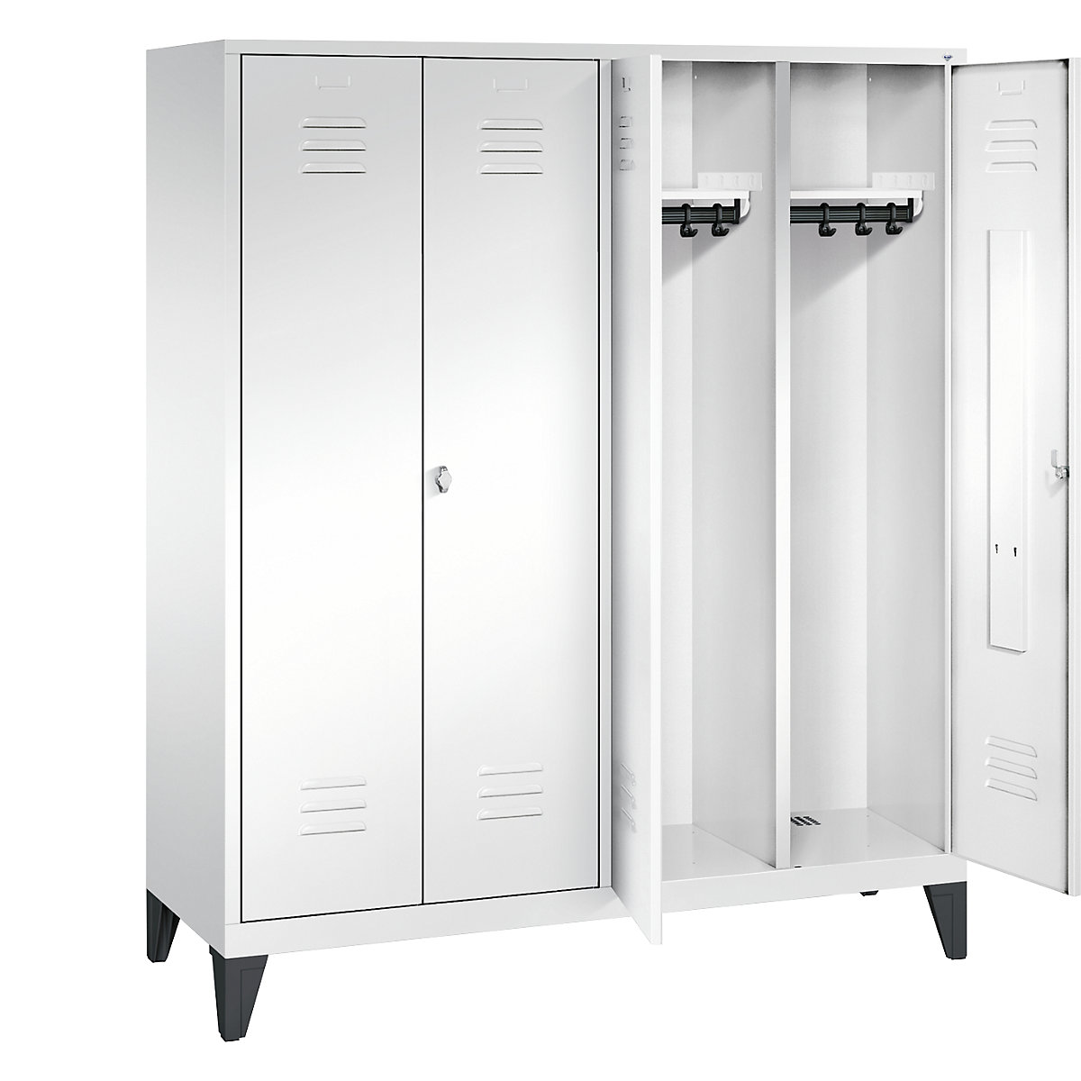 CLASSIC cloakroom locker with feet, doors close in the middle – C+P (Product illustration 2)-1