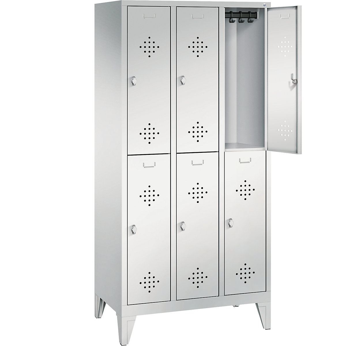 CLASSIC cloakroom locker with feet, double tier – C+P (Product illustration 2)-1