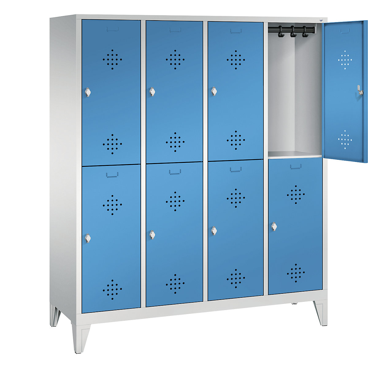 CLASSIC cloakroom locker with feet, double tier – C+P (Product illustration 2)-1