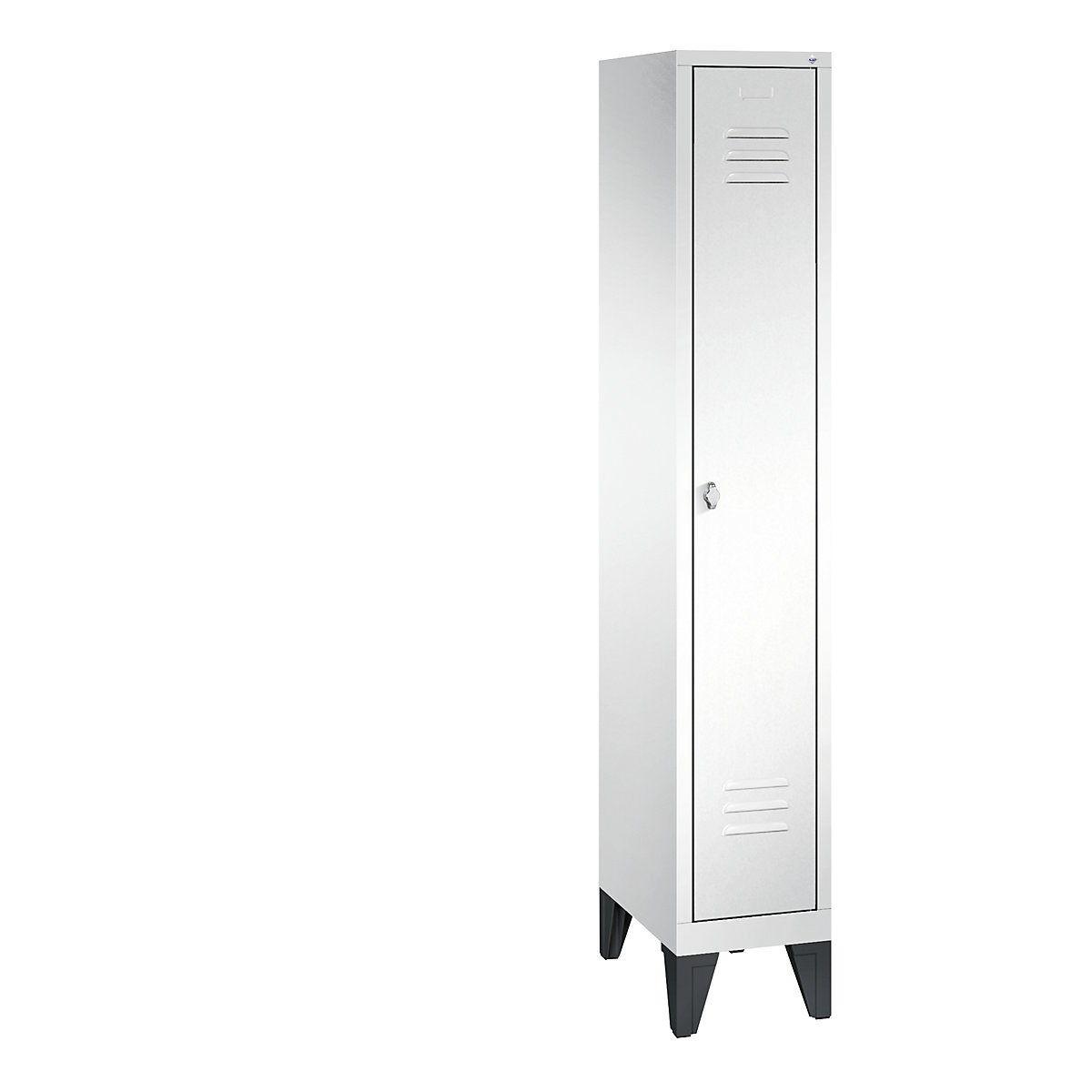 CLASSIC cloakroom locker with feet – C+P, 1 compartment, compartment width 300 mm, traffic white-3