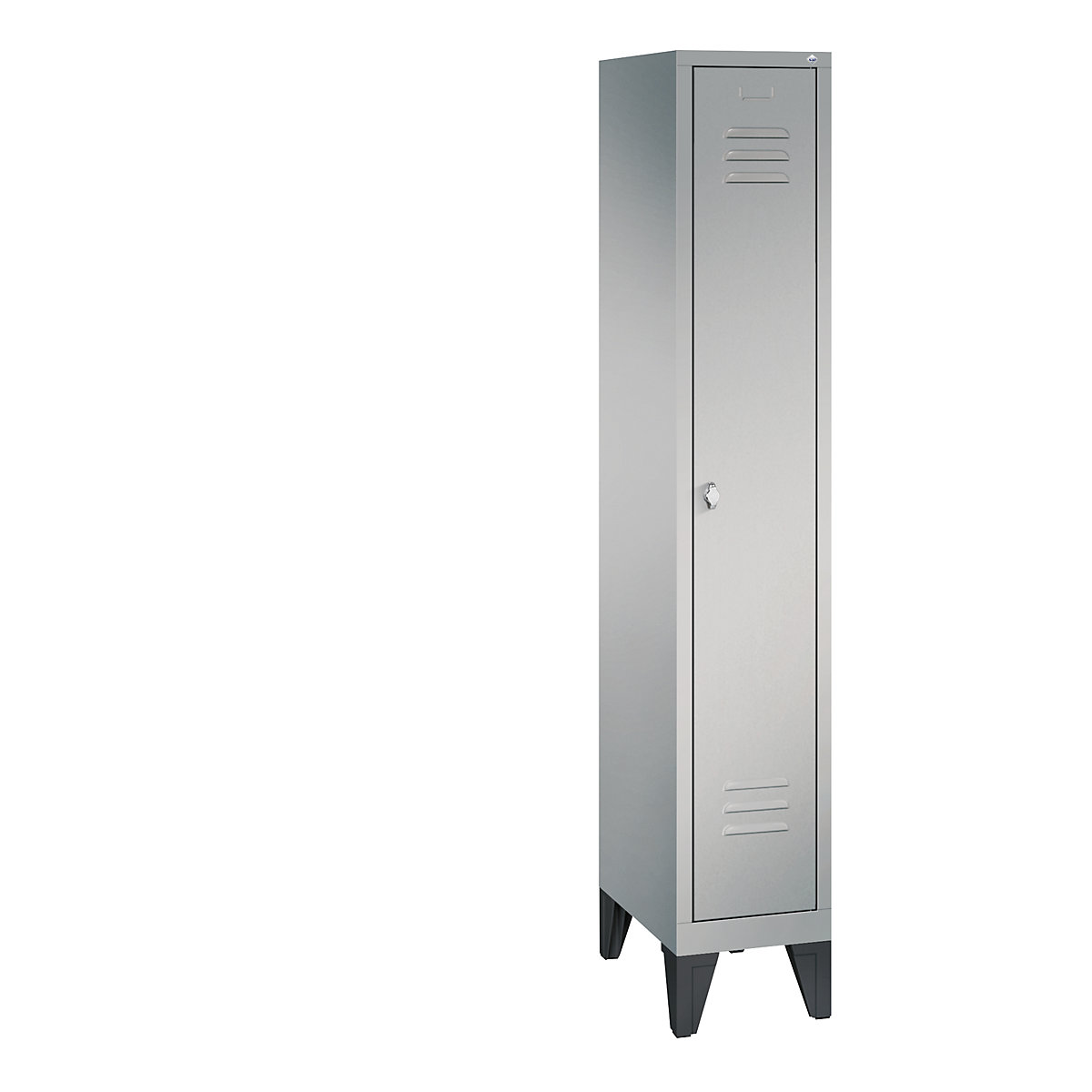 CLASSIC cloakroom locker with feet – C+P, 1 compartment, compartment width 300 mm, white aluminium-7