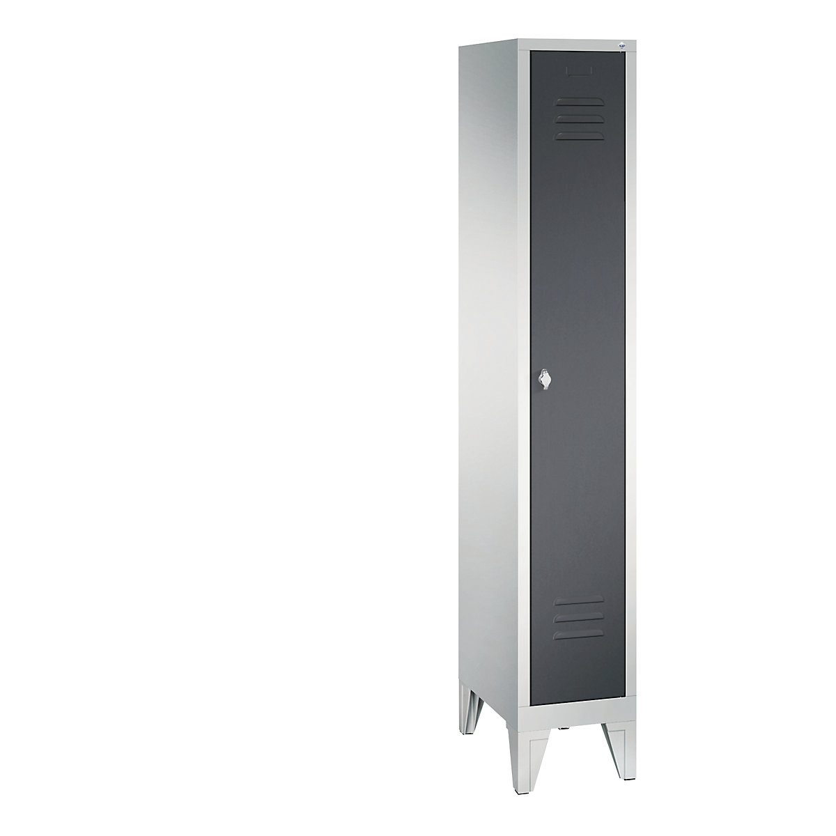 CLASSIC cloakroom locker with feet – C+P, 1 compartment, compartment width 300 mm, light grey / black grey-10
