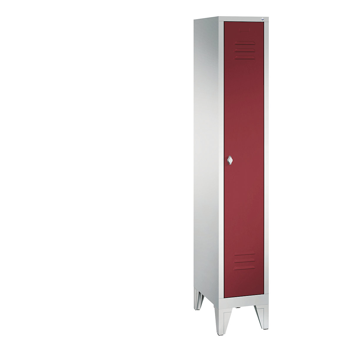CLASSIC cloakroom locker with feet – C+P, 1 compartment, compartment width 300 mm, light grey / ruby red-13