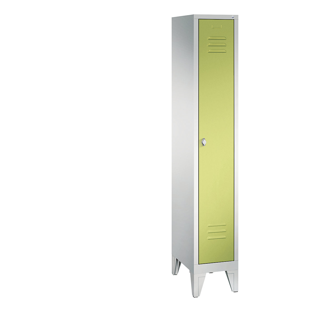 CLASSIC cloakroom locker with feet – C+P, 1 compartment, compartment width 300 mm, light grey / viridian green-4