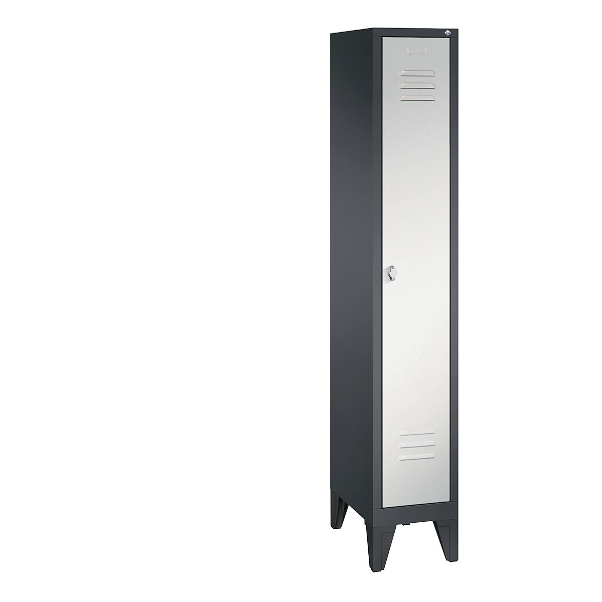 CLASSIC cloakroom locker with feet – C+P, 1 compartment, compartment width 300 mm, black grey / light grey-14
