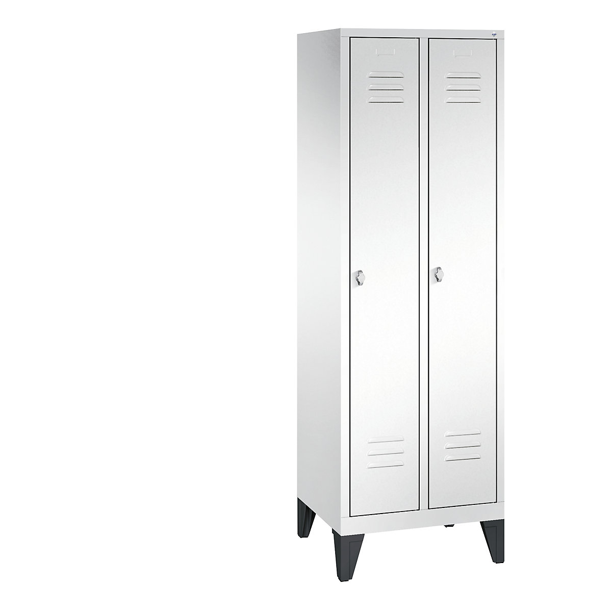 CLASSIC cloakroom locker with feet – C+P, 2 compartments, compartment width 300 mm, traffic white-4