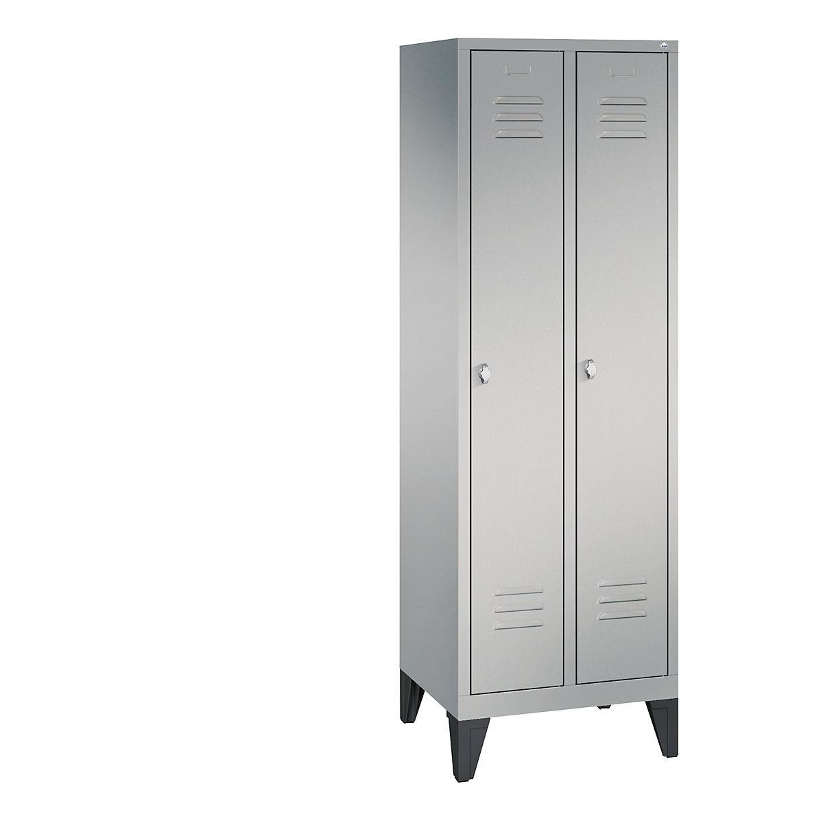 CLASSIC cloakroom locker with feet – C+P, 2 compartments, compartment width 300 mm, white aluminium-14