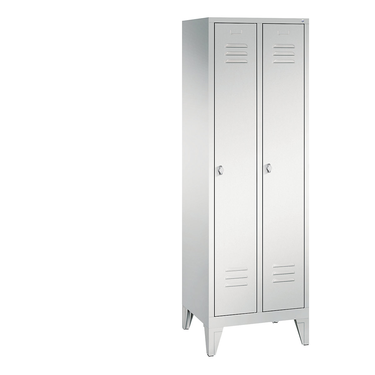CLASSIC cloakroom locker with feet – C+P, 2 compartments, compartment width 300 mm, light grey-6