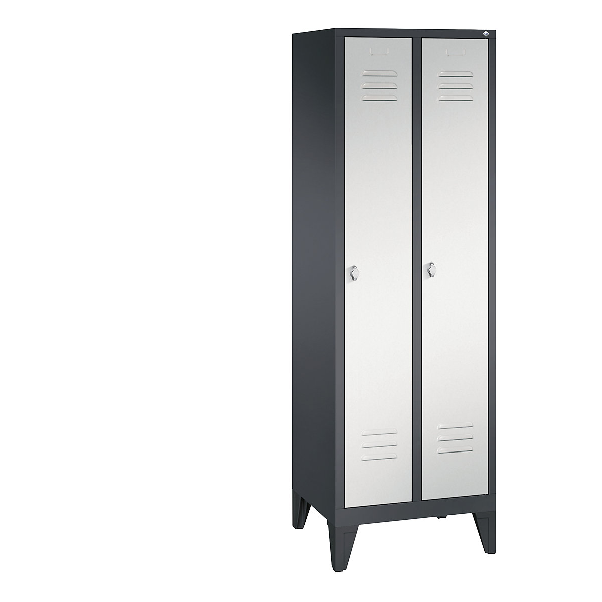 CLASSIC cloakroom locker with feet – C+P, 2 compartments, compartment width 300 mm, black grey / light grey-11