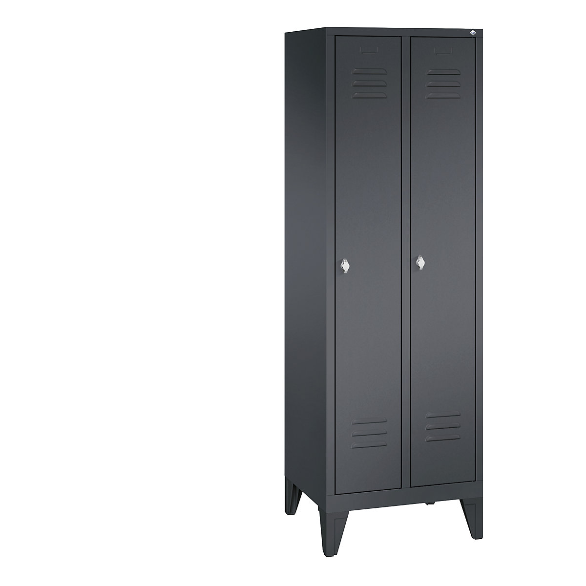 CLASSIC cloakroom locker with feet – C+P, 2 compartments, compartment width 300 mm, black grey-7