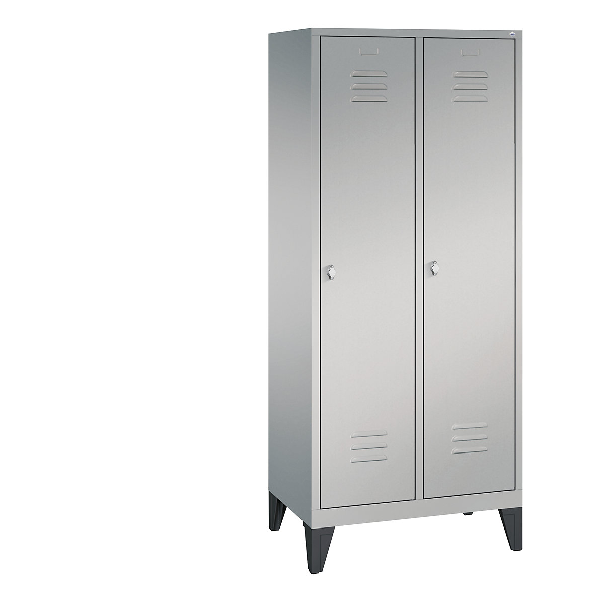 CLASSIC cloakroom locker with feet – C+P, 2 compartments, compartment width 400 mm, white aluminium-13