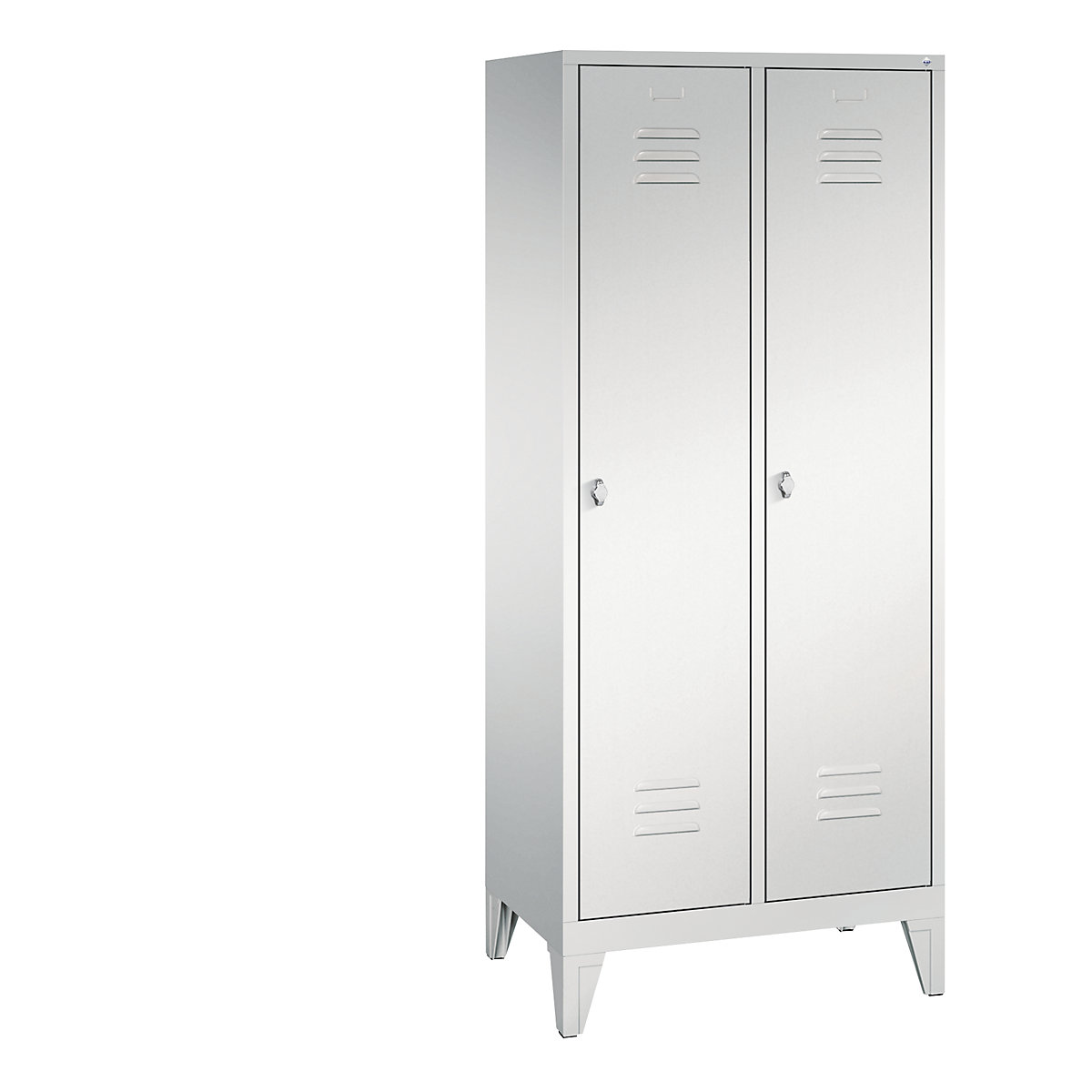CLASSIC cloakroom locker with feet – C+P, 2 compartments, compartment width 400 mm, light grey-6