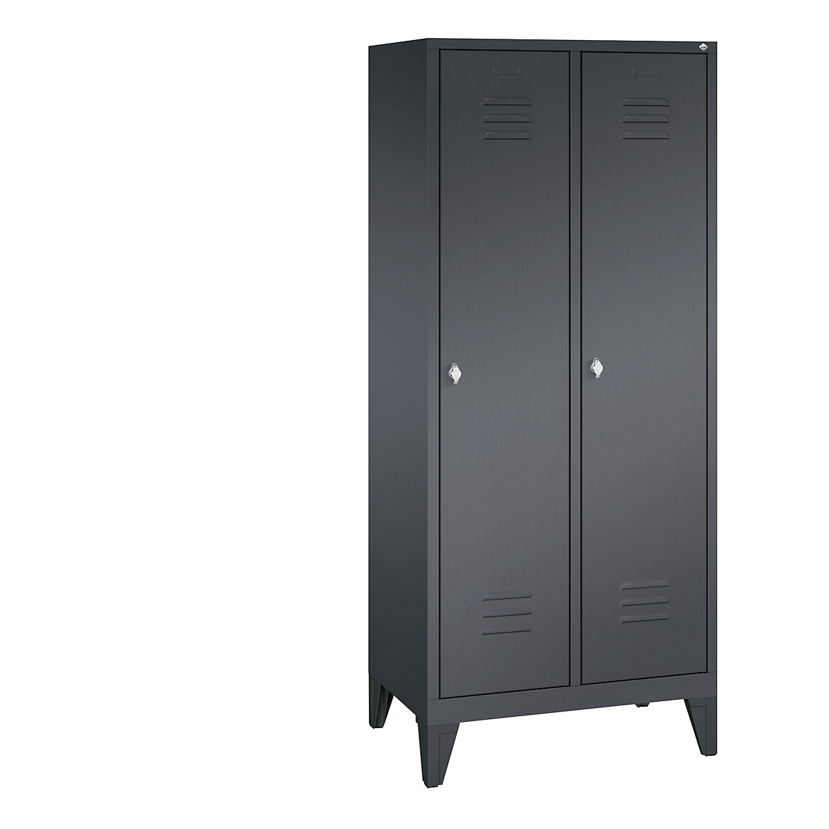 CLASSIC cloakroom locker with feet – C+P, 2 compartments, compartment width 400 mm, black grey-7