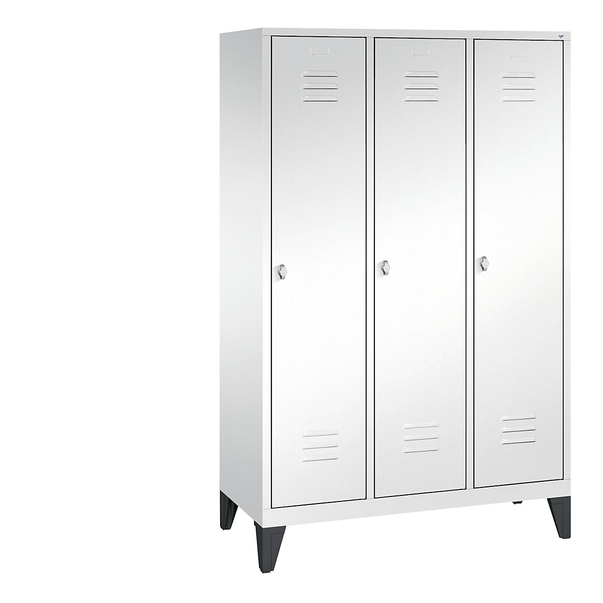 CLASSIC cloakroom locker with feet – C+P, 3 compartments, compartment width 400 mm, traffic white-13