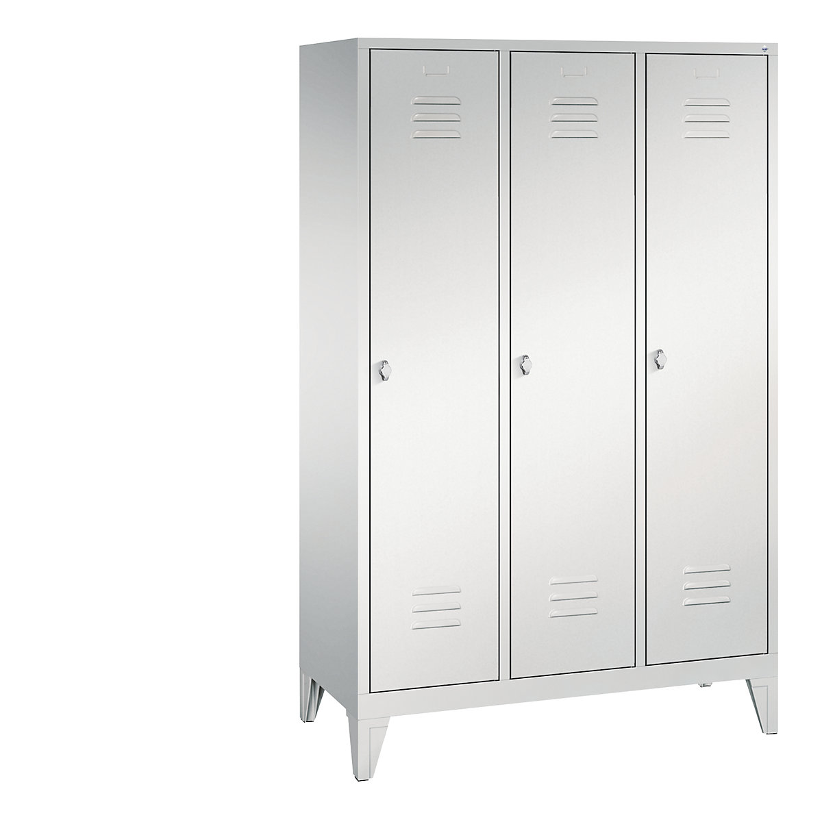 CLASSIC cloakroom locker with feet – C+P, 3 compartments, compartment width 400 mm, light grey-9
