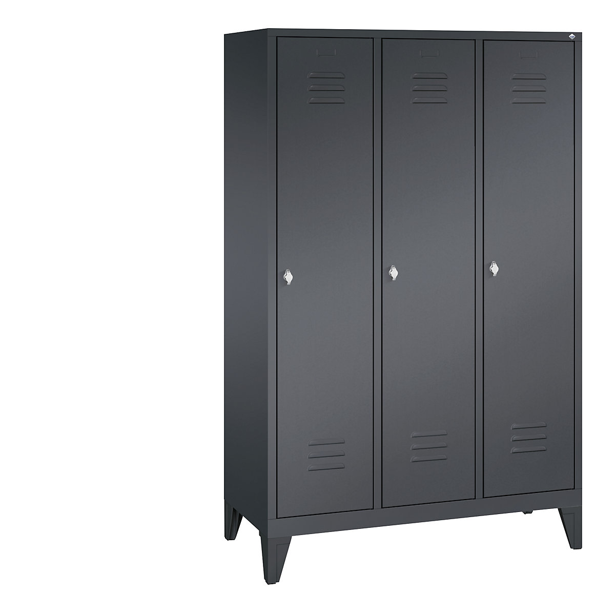CLASSIC cloakroom locker with feet – C+P, 3 compartments, compartment width 400 mm, black grey-8