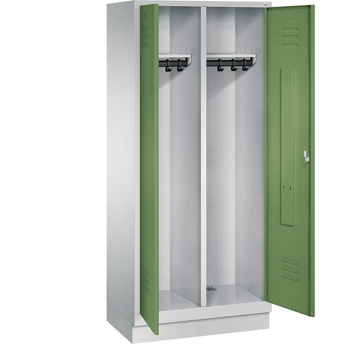 CLASSIC cloakroom locker with plinth, doors close in the middle – C+P (Product illustration 2)-1