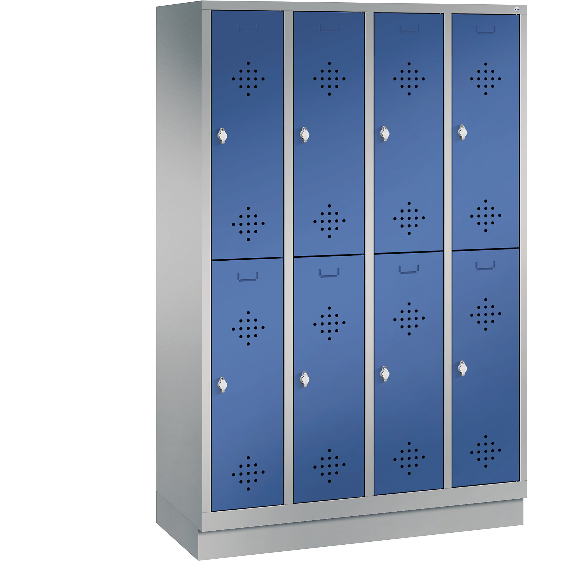CLASSIC cloakroom locker with plinth, double tier C+P 4 compartments