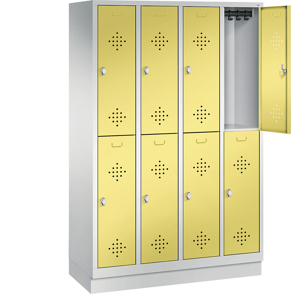 C+P CLASSIC cloakroom locker with plinth, double tier 4 compartments