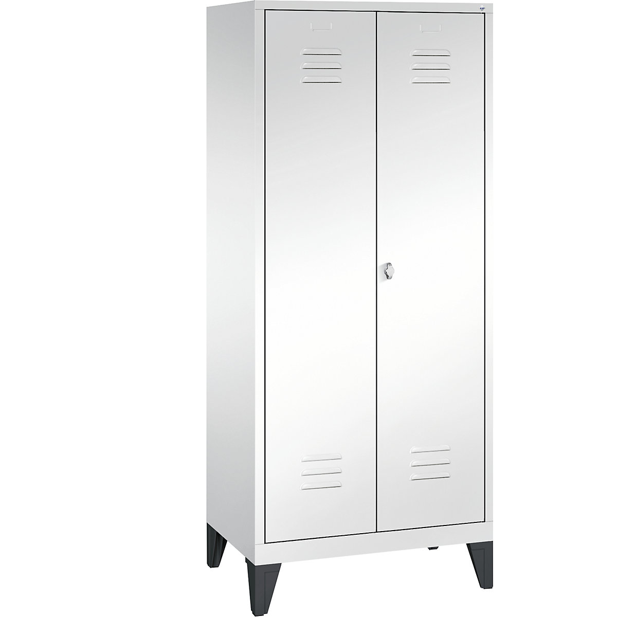 CLASSIC equipment cupboard with feet – C+P, 2 compartments, compartment width 400 mm, traffic white-9