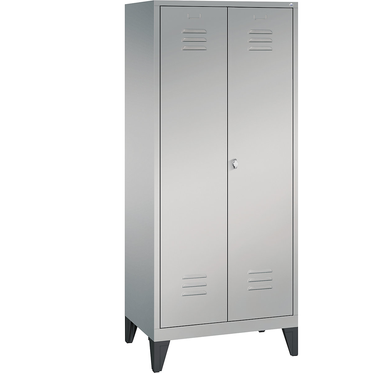CLASSIC equipment cupboard with feet – C+P, 2 compartments, compartment width 400 mm, white aluminium-7