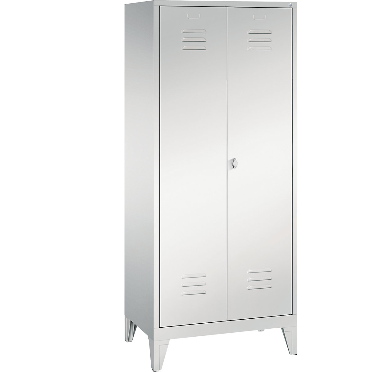 CLASSIC equipment cupboard with feet – C+P, 2 compartments, compartment width 400 mm, light grey-5