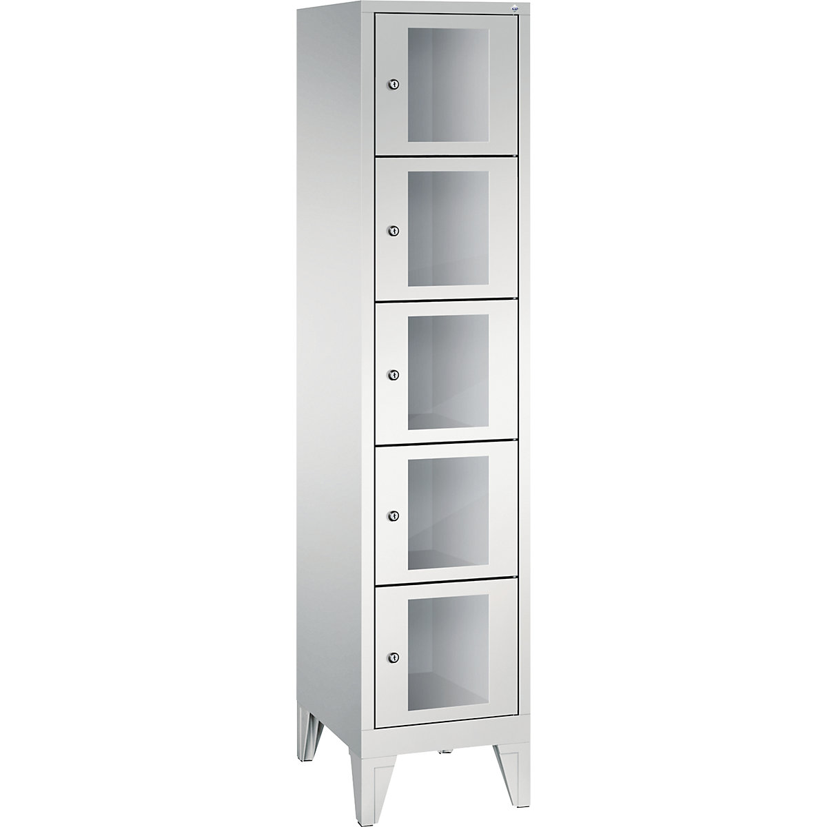 C+P – CLASSIC locker unit, compartment height 295 mm, with feet, 5 compartments, width 420 mm, light grey door