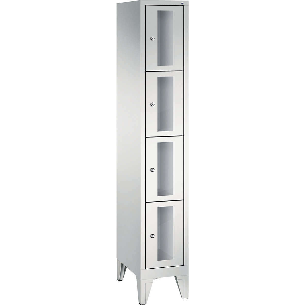 CLASSIC locker unit, compartment height 375 mm, with feet – C+P, 4 compartments, width 320 mm, light grey door