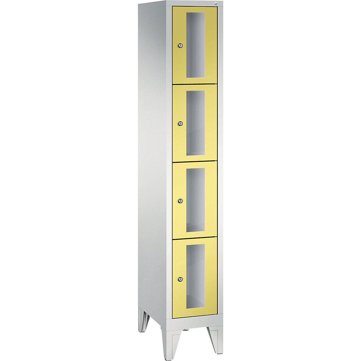 CLASSIC locker unit, compartment height 375 mm, with feet – C+P, 4 compartments, width 320 mm, sulphur yellow door