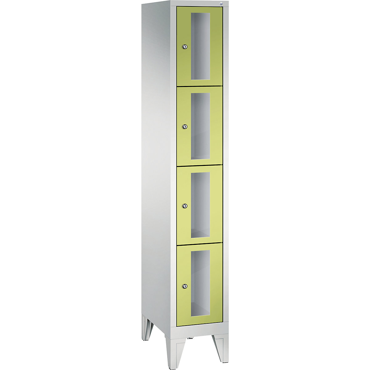 CLASSIC locker unit, compartment height 375 mm, with feet – C+P, 4 compartments, width 320 mm, viridian green door