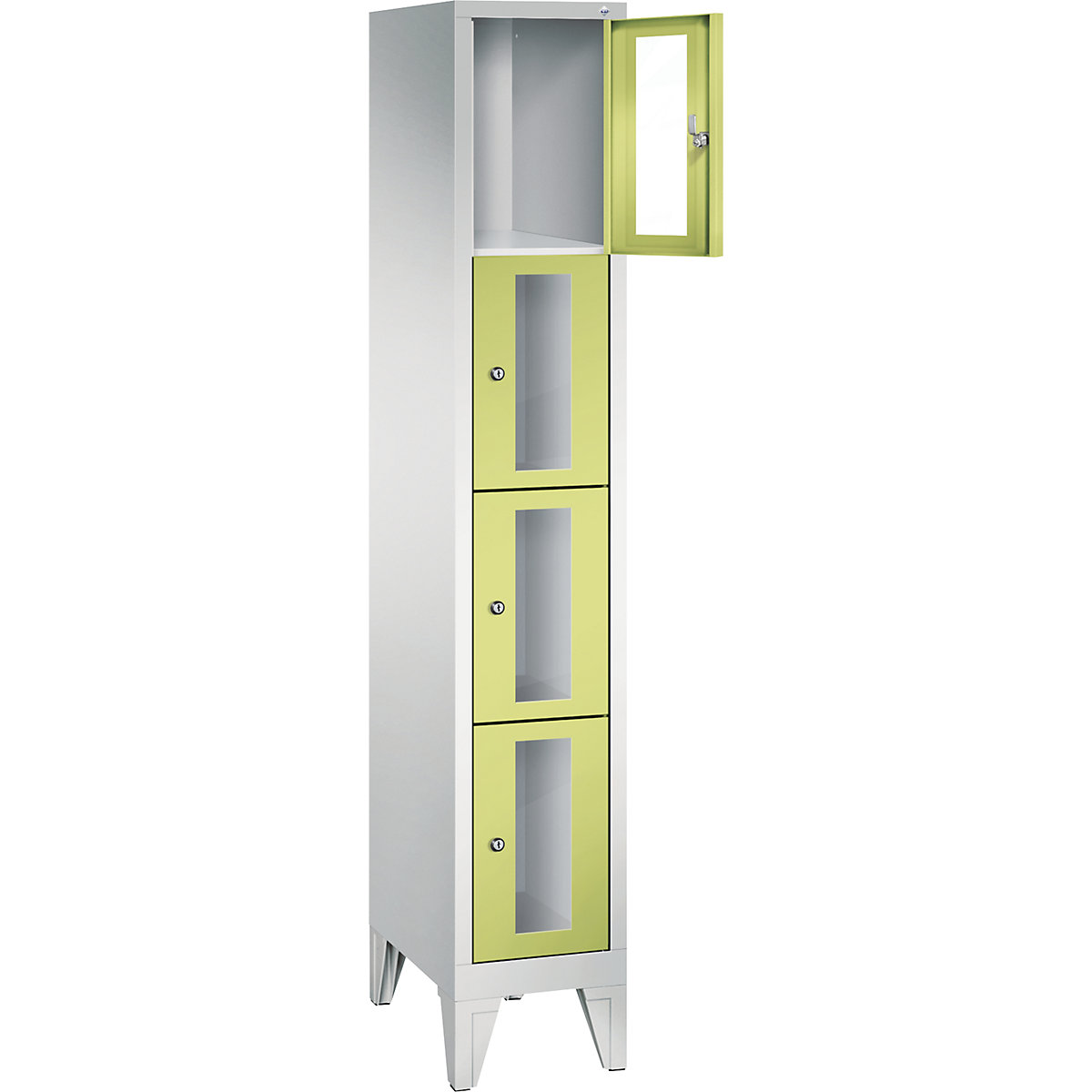C+P – CLASSIC locker unit, compartment height 375 mm, with feet, 4 compartments, width 320 mm, viridian green door