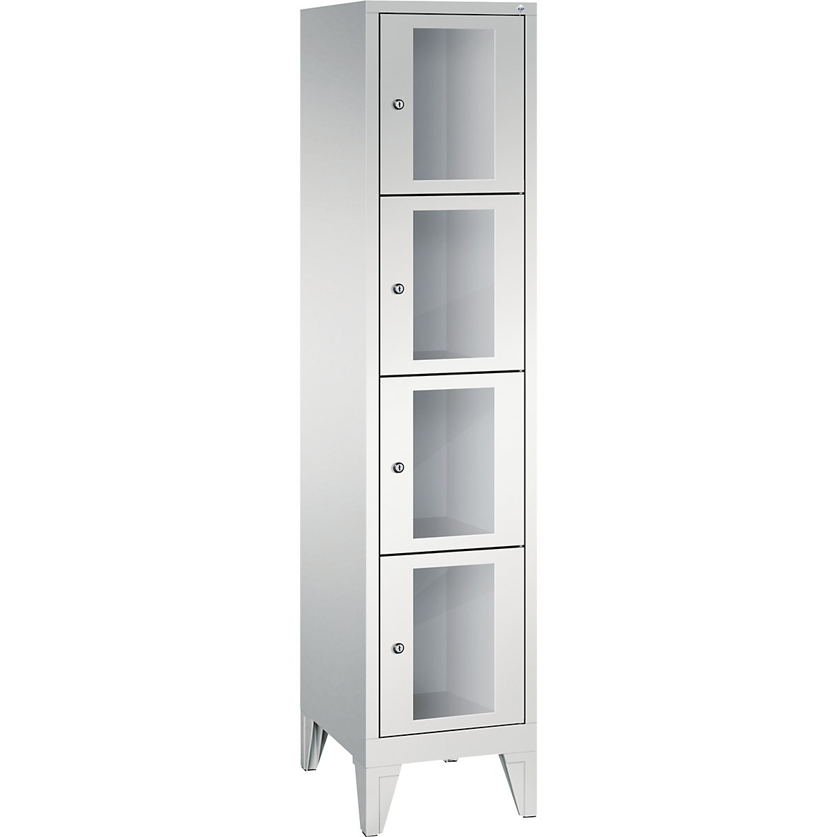CLASSIC locker unit, compartment height 375 mm, with feet – C+P, 4 compartments, width 420 mm, light grey door-5