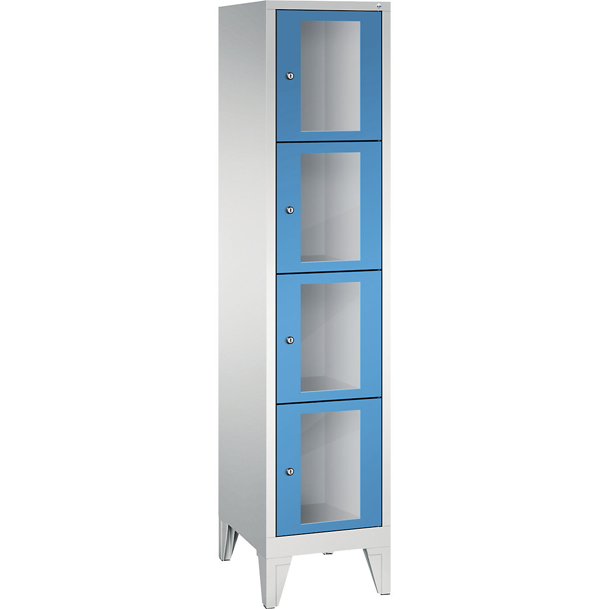 CLASSIC locker unit, compartment height 375 mm, with feet – C+P, 4 compartments, width 420 mm, light blue door-7