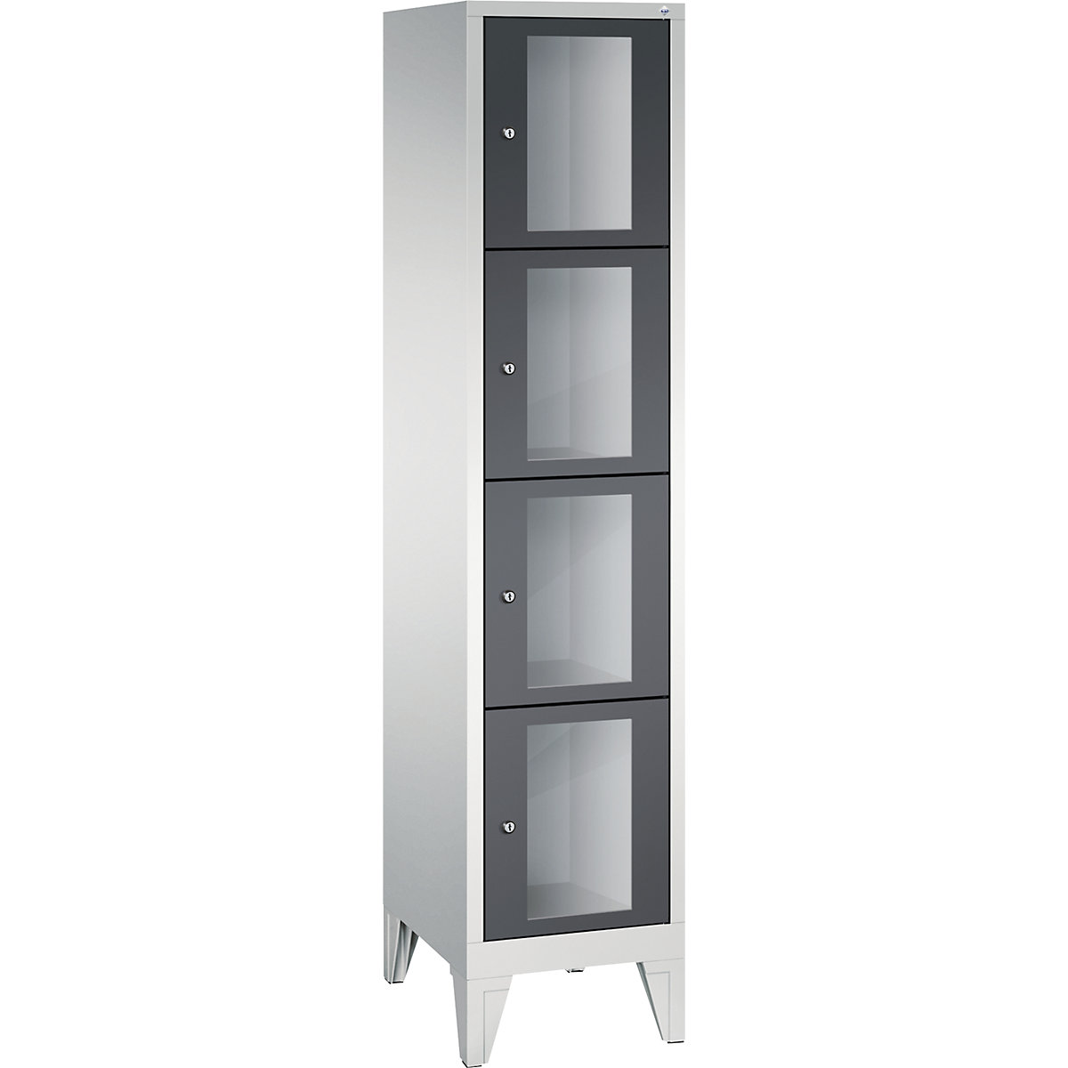 CLASSIC locker unit, compartment height 375 mm, with feet – C+P, 4 compartments, width 420 mm, black grey door-6