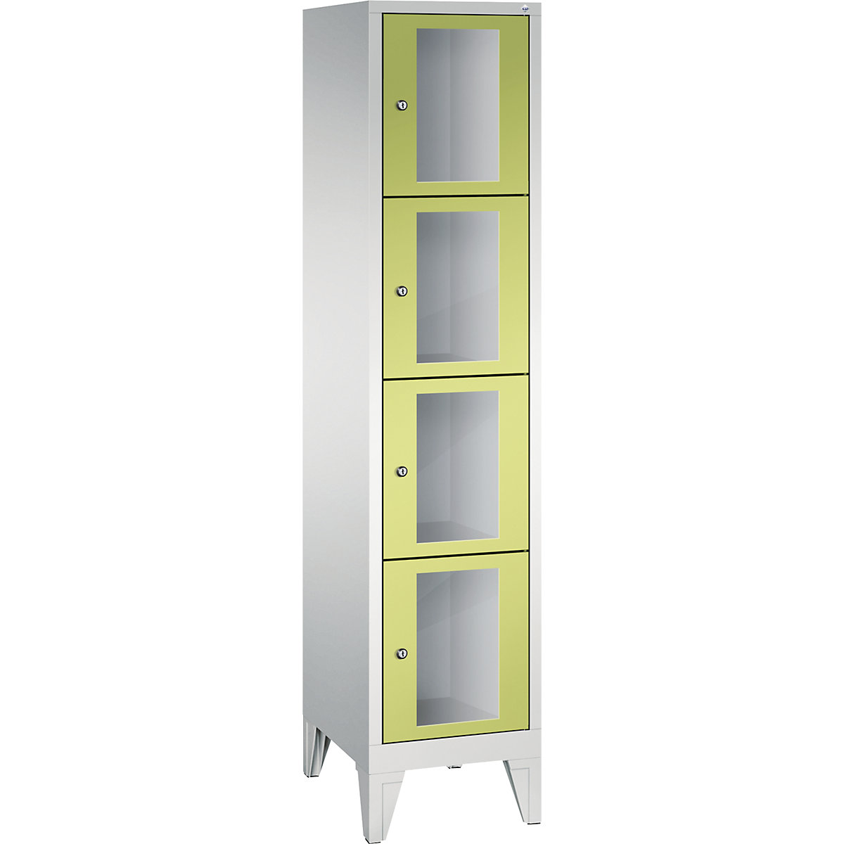 CLASSIC locker unit, compartment height 375 mm, with feet – C+P, 4 compartments, width 420 mm, viridian green door-4