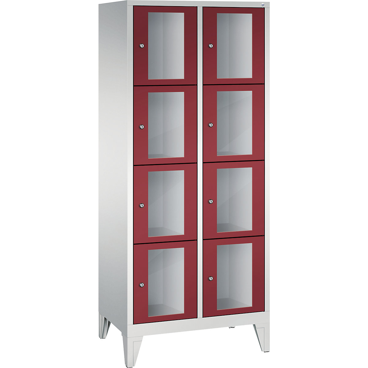 CLASSIC locker unit, compartment height 375 mm, with feet – C+P, 8 compartments, width 810 mm, ruby red door-7