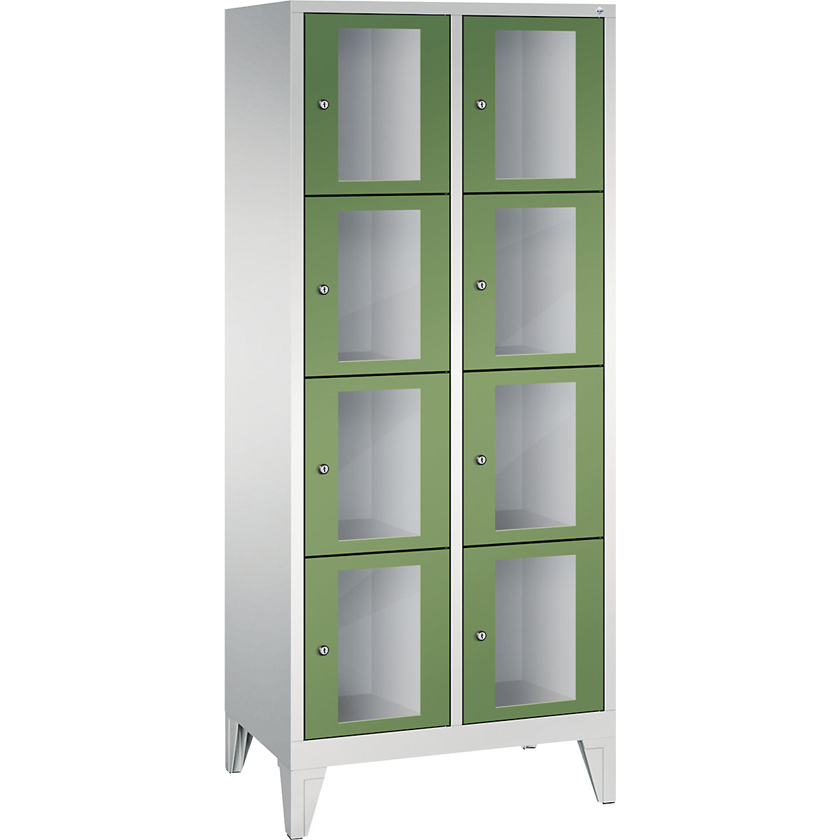 CLASSIC locker unit, compartment height 375 mm, with feet – C+P, 8 compartments, width 810 mm, reseda green door-5