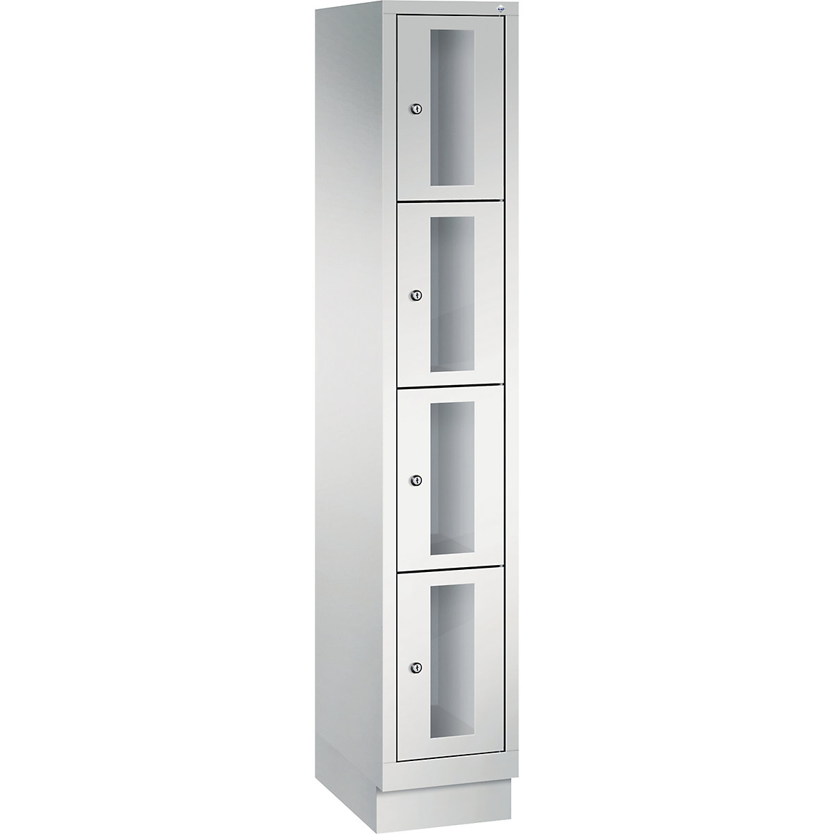 C+P – CLASSIC locker unit, compartment height 375 mm, with plinth, 4 compartments, width 320 mm, light grey door