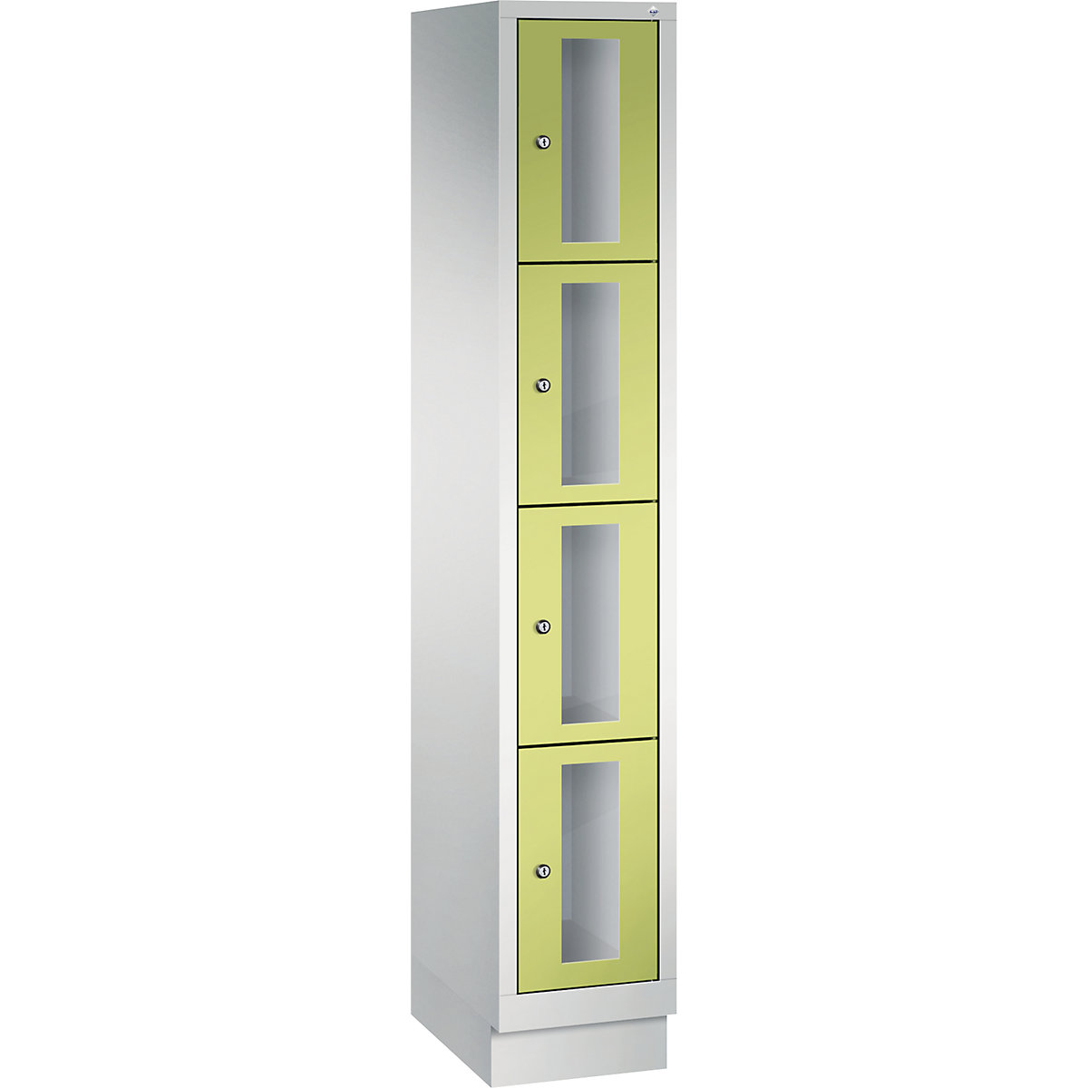 C+P – CLASSIC locker unit, compartment height 375 mm, with plinth, 4 compartments, width 320 mm, viridian green door