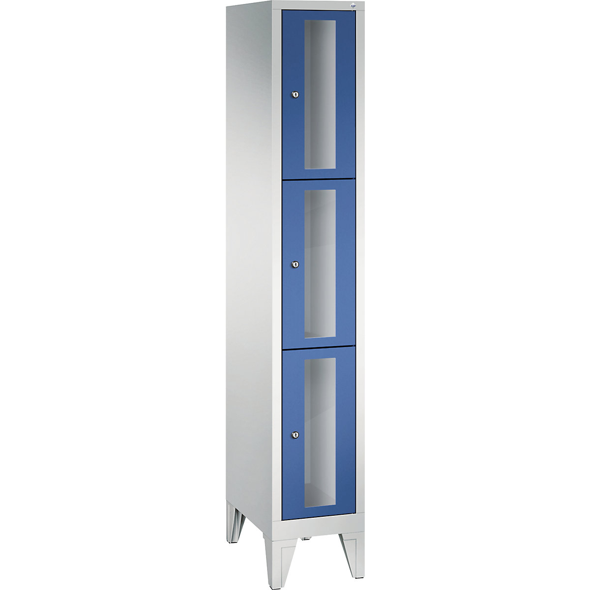 CLASSIC locker unit, compartment height 510 mm, with feet – C+P, 3 compartments, width 320 mm, gentian blue door-3