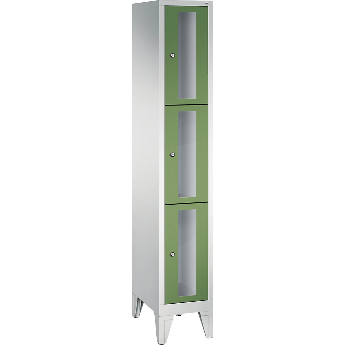 CLASSIC locker unit, compartment height 510 mm, with feet – C+P, 3 compartments, width 320 mm, reseda green door-4